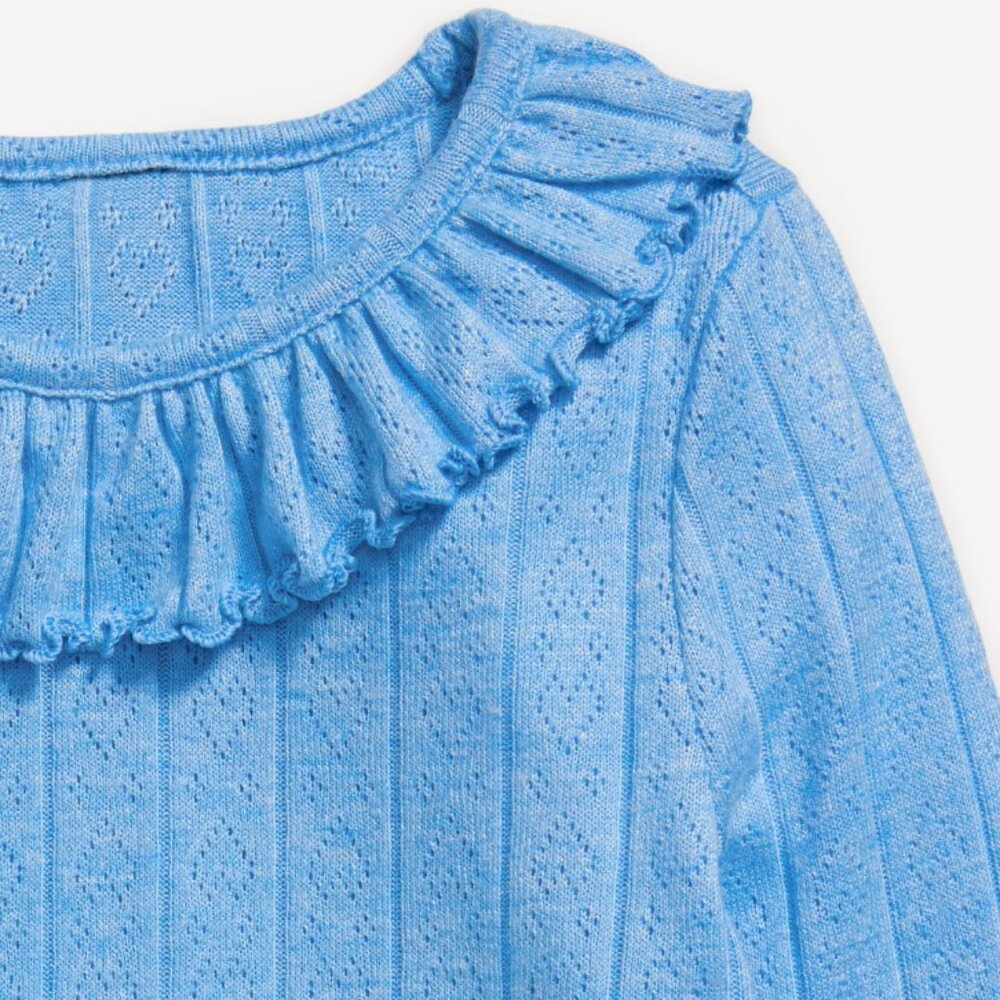 Old Navy Long-Sleeve Ruffle-Trim Pointelle-Knit Top for Toddler Girls - Picture 2 of 2